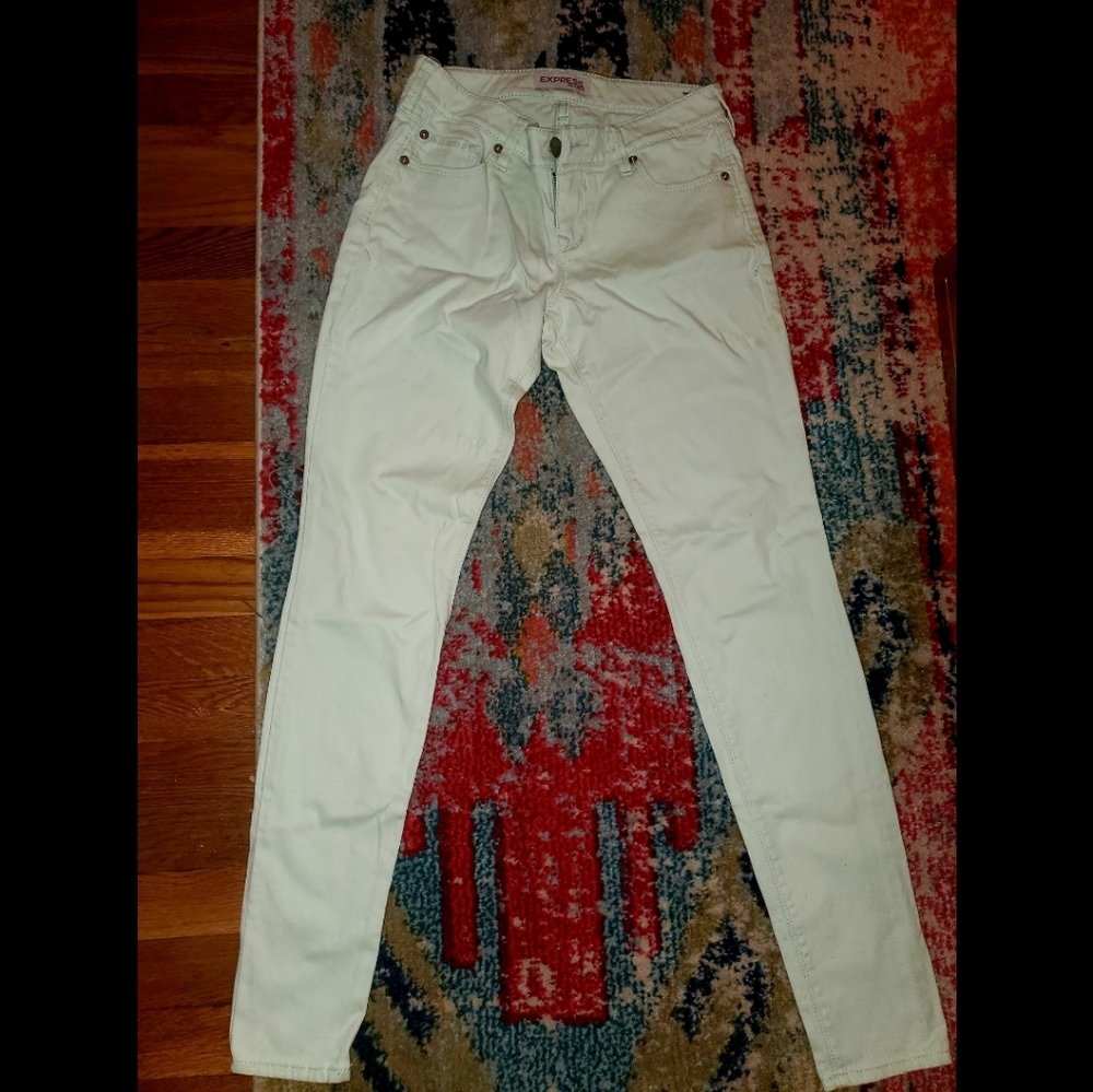 Express Women's Mint Green Skinny Jeans